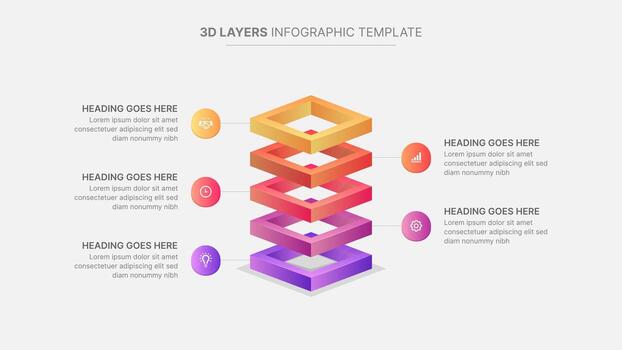 3d bloques anillos jerarquía negocio infografía diseño modelo con 5 5 capas vector