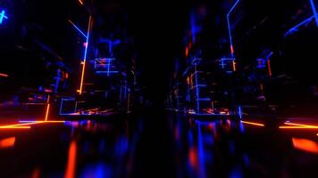blu e arancia informatica spazio con neon astratto cubo le forme sfondo vj ciclo continuo nel 4k video