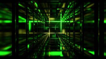 Yellow and Green Square Fantasy Tunnel with Neon Movement On Frame Background VJ Loop in 4K video