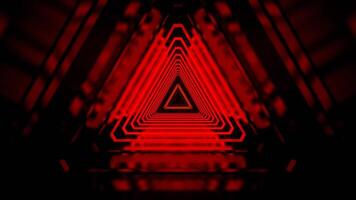 rosso e arancia neon pulsante triangolare informatica tunnel sfondo vj ciclo continuo nel 4k video