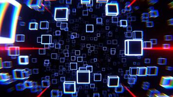 luz azul e vermelho estroboscópico néon girando cubos fundo vj ciclo dentro 4k video