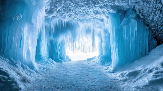 Frozen ice cave passageway photo