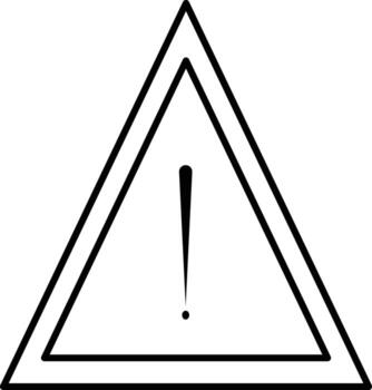 Black and white warning symbol with an exclamation mark inside a double triangle vector