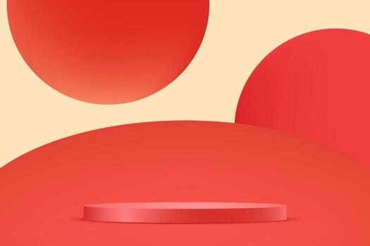rojo y beige antecedentes 3d con podio espacio para de venta productos en el sitio web. resumen fondo de pantalla diseño con Copiar espacio a monitor tu productos ilustración. vector