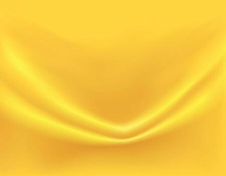 Close-up texture of smooth golden silk material. Shiny gold background with smooth texture of fabric folds. Textile pattern. vector