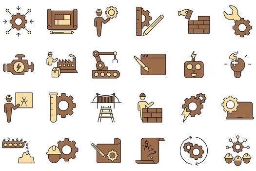 Engineering icons . Set of editable stroke icons.Set of Engineering vector