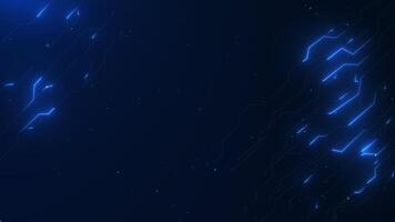 Futuristic blue digital circuit board with flowing data particles. Abstract technology animation for AI, cybersecurity, network systems, and future CPU systems. video
