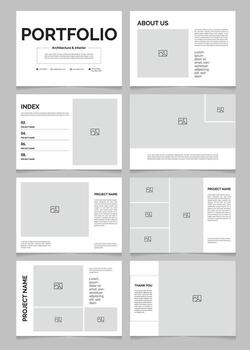 Minimal Portfolio Template for Architecture and Interior Design A4 Landscape Layout vector