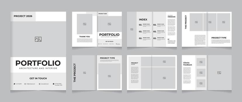 Modern Architecture and interior portfolio template Clean A4 brochure layout for designers and architects vector