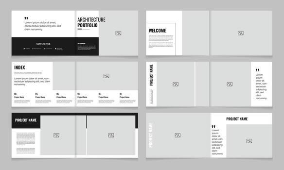 Minimal Architecture Portfolio Template 12 Page Layout vector