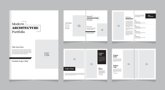 Modern Architecture Portfolio Brochure Template Layout 12 Pages A4 design vector
