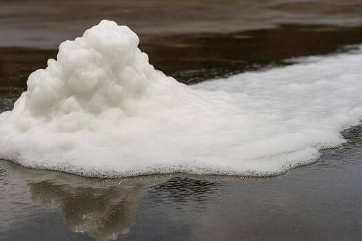 A white foam on the ground photo
