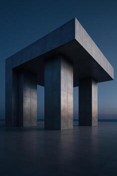 A concrete structure is sitting on the ground photo