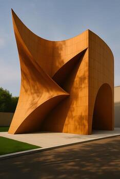 A building with a curved shape on the side photo