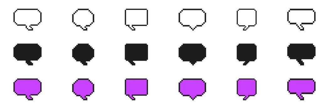 Pixel Communication Bubble Collection Icon. Pixel Art Set of Chat Dialogs for Messaging Interfaces. Isolated Illustration vector
