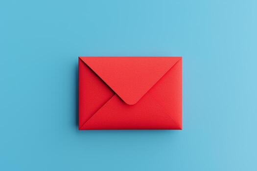 Red envelope on blue background, simple and vibrant color contrast with clean design photo