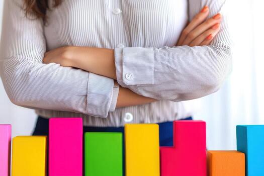 Analyzing risk levels with colorful blocks photo