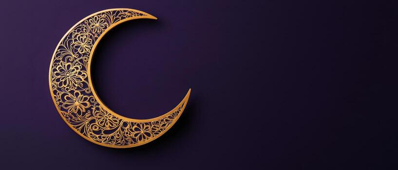Crescent moon with floral patterns on dark background photo