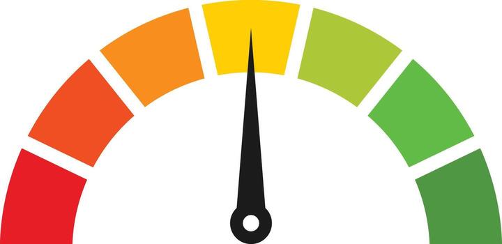 Speedometer icon. satisfaction barometer. Measuring gauge indicator. power level indicator sign. tachometer signs. credit rating indicator. vector