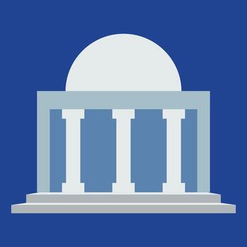 estilizado edificio con columnas y Hazme en contra un oscuro azul antecedentes en sencillo diseño vector