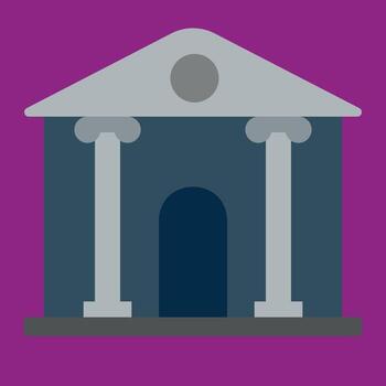 Abstract Depiction of a Classical Building Facade with Columns and Pediment in Flat Design Style vector