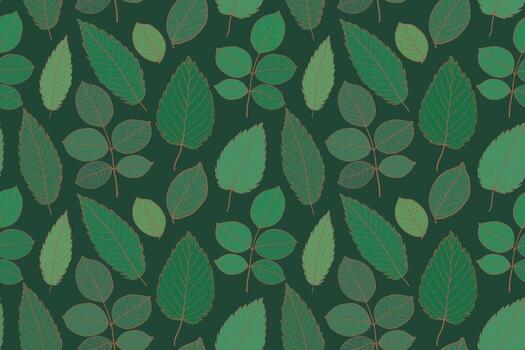 Green leaves luxury seamless pattern. Botanical leves pattern design. Golden and green line art plant leaves and foliage pattern . Outline elegant leaf pattern for fabrics, print, wrapping vector