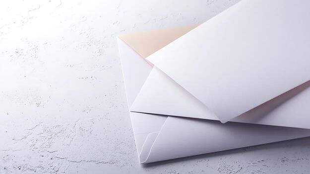 Stacked envelopes on a textured surface, showcasing simplicity and minimalism in design photo