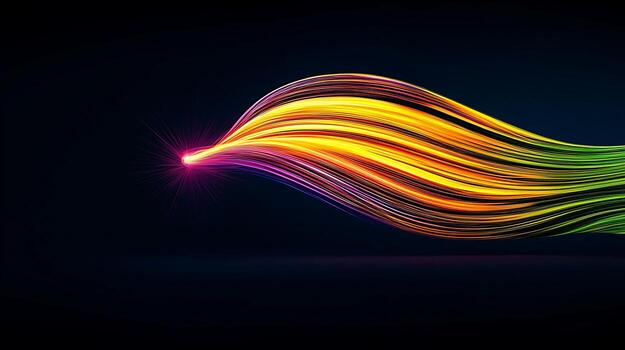 Vibrant abstract light trails flowing across a dark background, creating a dynamic visual effect photo