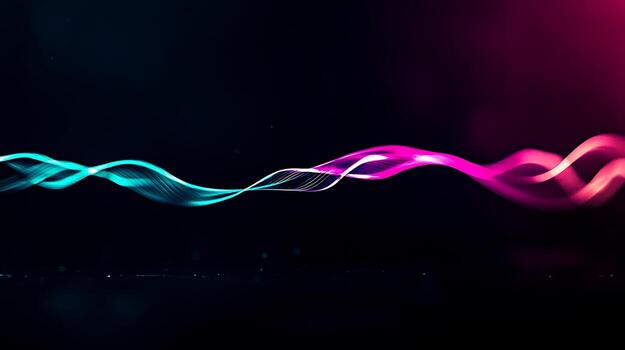 vibrante resumen ligero olas en movimiento en contra un oscuro fondo, creando un dinámica visual efecto foto