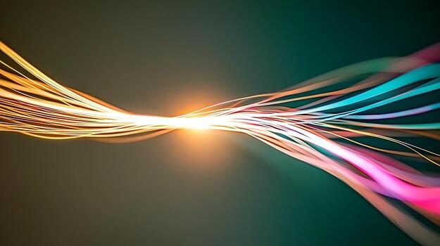 Vibrant abstract light trails intertwining in a dynamic display of color against a dark background photo