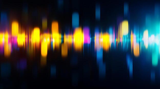 Vibrant abstract soundwave pattern with colorful lights creating a dynamic visual effect photo