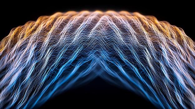 Vibrant abstract wave patterns in blue and orange hues creating a dynamic visual effect photo