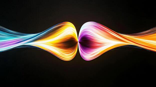 Vibrant abstract waves of color merging in a dynamic display against a dark background photo