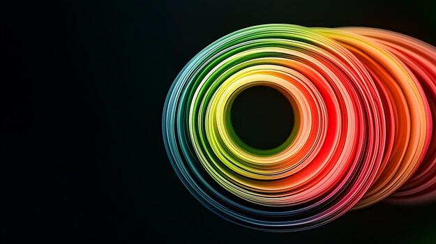 Vibrant Circular Swirls of Color on a Dark Background Creating a Dynamic Visual Effect photo