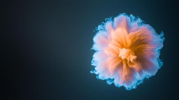 vibrante vistoso fumar explosión en un oscuro fondo, creando un dinámica visual efecto foto