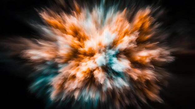 Vibrant explosion of colors creating a dynamic abstract visual effect against a dark background photo