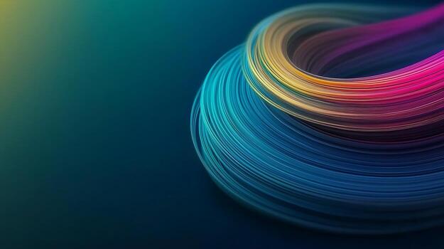 Vibrant, flowing abstract lines in a gradient of colors on a smooth dark background photo