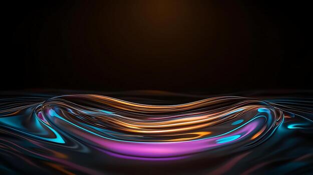 Vibrant fluid wave patterns illuminated by soft light, creating a mesmerizing abstract scene photo
