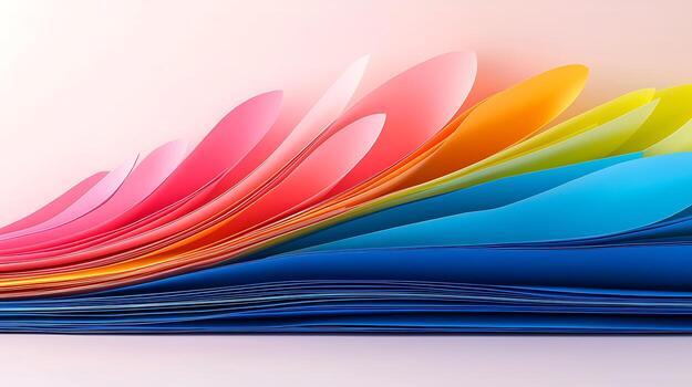 Vibrant layers of colorful paper create a dynamic visual effect against a soft gradient background photo
