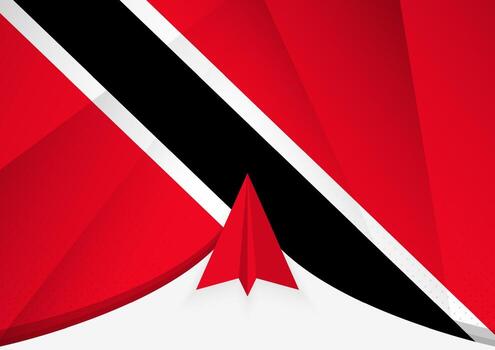 Trinidad and Tobago Flag with Abstract Paper Airplane Design, National Flag in a geometric folded paper style. vector