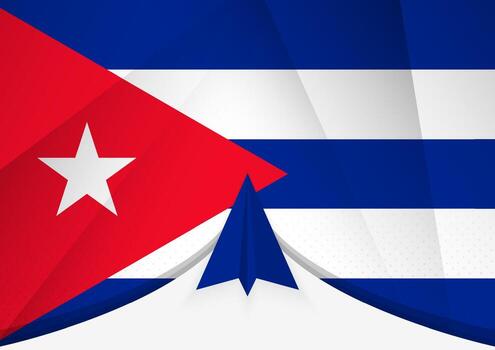 Cuba Flag with Abstract Paper Airplane Design, National Flag in a geometric folded paper style. vector