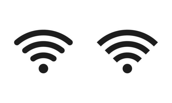 Wi-Fi signal icons with strong connectivity bars in two modern black styles representing wireless internet and network strength vector