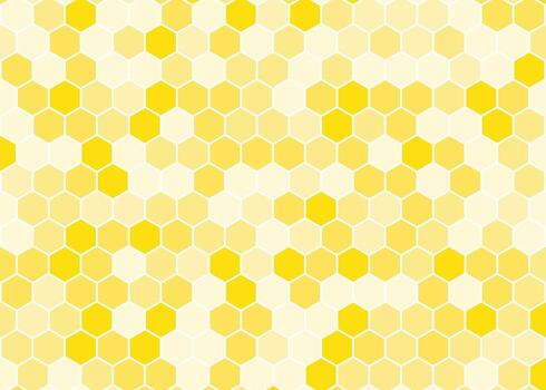 Honeycomb pattern with alternating shades of yellow and cream in geometric hexagon grid design vector