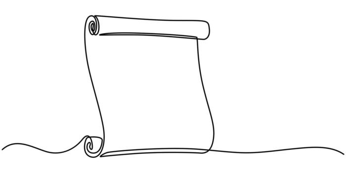 Hand drawn illustration - treasure map and design element continuous one line drawing vector