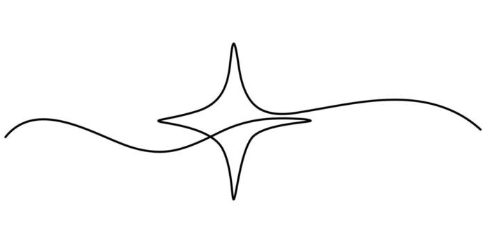 Star drawing with editable stroke on white background continuous one line drawing vector