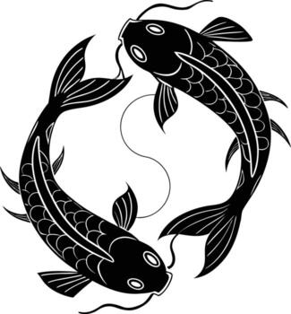 Two fish in a circle with a line connecting them vector