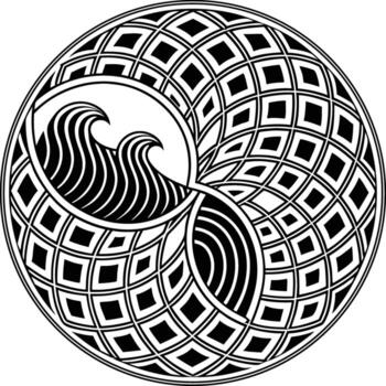 Circular design with a wave in the middle vector