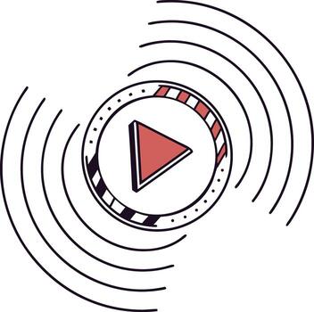 Play button with concentric pulse effect silhouette vector