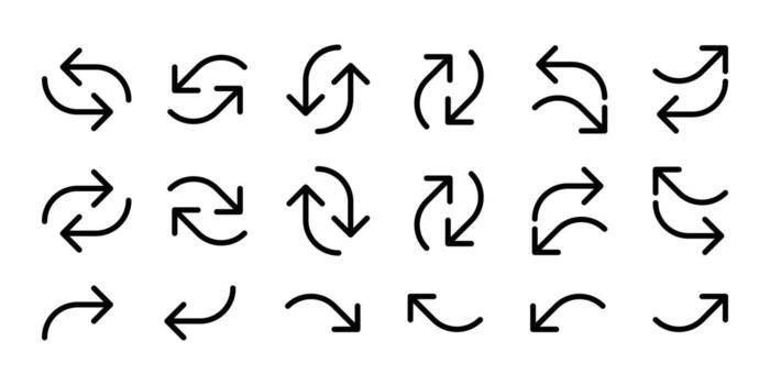 colección de negro curvo y Derecho flechas, moderno ui diseño elementos, web y aplicación interfaz iconos vector