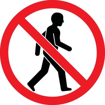 Art of a no walking sign, isolated on white background, indicating a restricted area for pedestrians and emphasizing safety regulations and traffic control isolated on white background vector